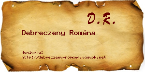 Debreczeny Romána névjegykártya